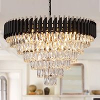Lustre suspendu de luxe rond ovale pour villa et hôtel, en cristal moderne Asfour
