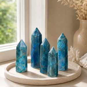 Torre <span class=keywords><strong>di</strong></span> Apatite Blu Naturale, Pietra Lucidata, <span class=keywords><strong>Obelisco</strong></span> Decorativo in Cristallo per Scaffali, Scrivania, Ufficio - Product Image 1