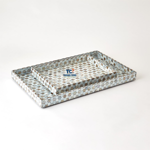 Qualité supérieure Écologique Naturel Mère Perle Rotin Rectangle À La Main Plateaux Décoratifs Couleur Personnalisée OEM En Gros Vietnam - Product Image 1