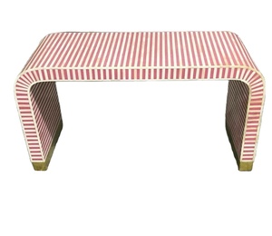 Table console moderne en bois et MDF avec incrustation d'os et cascade pour salon, hôtel, maison et bureau - Product Image 1