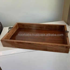 Plateau de service en bois de qualité supérieure, poli à la main, finition brûlée moderne, étanche, pour café et aliments, artisanat naturel - Product Image 3