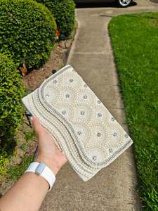 Bolso con cuentas multicolor con asa, bolso de mano, bolso de mano informal, artesanía india, hecho a mano, bolso Baguette, - Product Image 3