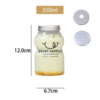 Bouteilles en plastique PET jetables personnalisées avec logo pour champagne, thé au lait, yaourt, jus, 500 ml, impression mignonne, bouchons en aluminium