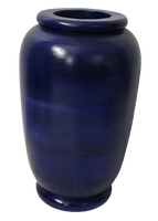 Vase cylindrique en bois de manguier, style moderne, sculpté à la main, bleu foncé, vintage, artisanat indien, décoration de mariage, design fantaisie, en promotion