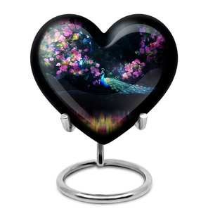 Peacock Heart Urns for Human <b>Ashes</b> Cremation for Adults Funeral Urns Custom Memorials Urns <b>Keepsake</b> <b>Ashes</b> - Product Image 2
