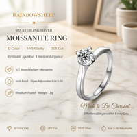 Bague de fiançailles minimaliste en argent sterling S925 pour femme, ajustable, à 4 griffes, avec moissanite 1 carat D VVS 3EX