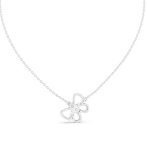 Collar Floral con Diamante Cultivado en Laboratorio de 0.16 CT, VVS-VS EF, Corte Brillante Redondo, Oro de 18K, 14K, Amarillo, Rosa, Blanco - Product Image 4