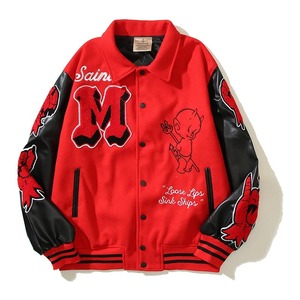 Veste bomber personnalisée SENSEL SPORTS pour homme, manches en laine, patch brodé en chenille, rouge et noir, style décontracté vintage universitaire, séchage rapide - Product Image 5