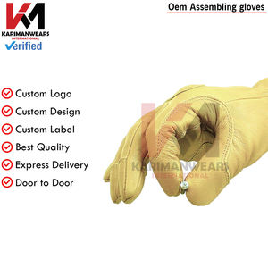 Gant de qualité supérieure Gants de travail en cuir à double couche au sol Hommes Résistant à l'arc Résistant à la perforation Cuir Tan Taille moyenne Travail robuste - Product Image 4