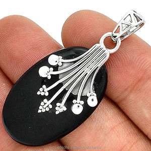 Pendentif fin en argent sterling 925 avec pierre de guérison en onyx noir serti de lunette fait main solide incrustation de pierres précieuses naturelles - Product Image 3