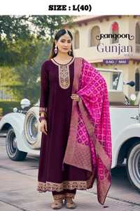 Precioso DISEÑO DE Bollywood de seda con bordado trabajo Kurti Pant y Dupatta suministro de fábrica al por mayor de Surat - Product Image 3