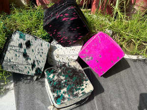 Nouveau Western élégant fabriqué à la main métallique cheveux sur cacher fourrure cuir boîtes à bijoux mignon voyage bijoux essentiels stockage minimal - Product Image 4