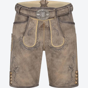 Authentique lederhosen allemand hommes short en cuir de chèvre brodé oktoberfest tenue oem commandes en gros en gros - Product Image 1