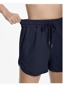 Shorts de sport en jersey Bangladesh Shorts de survêtement décontractés pour femmes Ourlet arrondi Shorts de détente en coton d'été Poches à cordon - Product Image 2