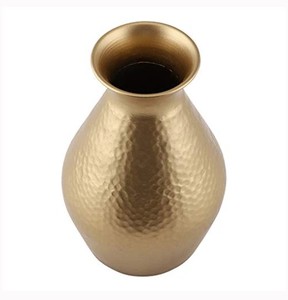 Florero de metal martillado hecho a mano, decoración interior decorativa para el hogar, sala de estar, boda o uso de mesa central - Product Image 3