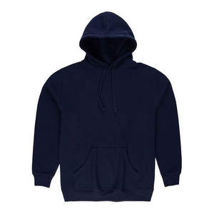 Sweat à capuche bleu marine épais en molleton de coton, coupe ample, thermique, imprimé, non tissé, délavé à la pierre - Product Image 1