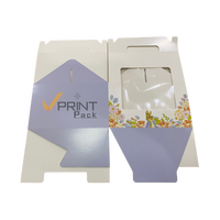 Boîte carrée en papier kraft biodégradable avec poignée, emballage alimentaire auto-élevant, fenêtre découpée, impression quadricolore