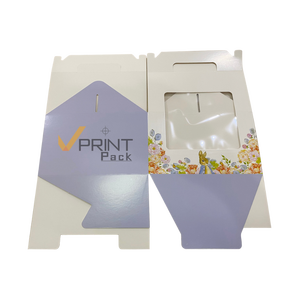 Biodegradable Kraft Paper Square <b>Box</b> with Handle Self Erecting Food Packaging Die Cut Window Four-Color Printed - Product Image 3