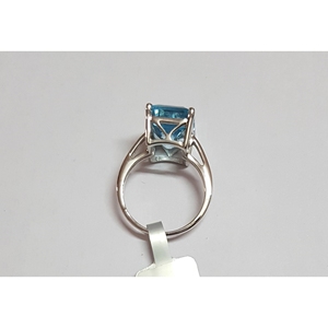 Anillo Solitario de Topacio Azul Cielo Romántico para Mujer Shah Gems, Plata de Ley 925, Ajustable, con Incrustaciones en Forma de Ojo, para Compromiso - Product Image 3