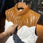 Gilet en cuir marron sans col 2025-Gilet en peau de mouton véritable-Vestes décontractées sans manches Gilet d'hiver-Unisexe - Product Image 6