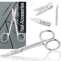 Ciseaux à cuticules pour nail art, en acier inoxydable, lame courbée, pointe acérée, pour droitiers, durables, emballage personnalisé