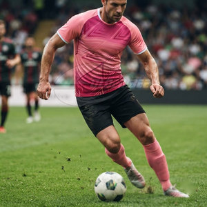 ชุดเสื้อฟุตบอลและกางเกงขาสั้นไซส์ใหญ่ ระบายอากาศได้ดี ซับเหงื่อ ผลิตจากโพลีเอสเตอร์ 100% เอวยางยืดพร้อมเชือกผูก สวมใส่สบาย - Product Image 2