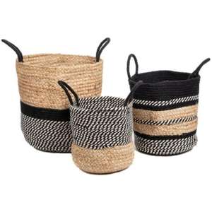 Juego de 3 cestas de yute ligeras de alta calidad, fáciles de transportar, para el almacenamiento de bebidas del hogar, logotipo personalizable en contenedores de tela - Product Image 3