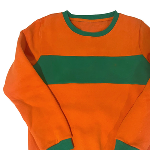 Sudadera de cuello redondo de algodón 100% personalizada para mujer, color verde bosque, talla grande, con bordado de chenilla y letras, estampado de manga naranja - Product Image 4