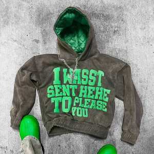 OEM/ODM Service Prix de gros Hommes Puff Printing Hoodies Basic Cotton Blended Heavyweight Solid Color Puff Printing Hoodies - Product Image 1