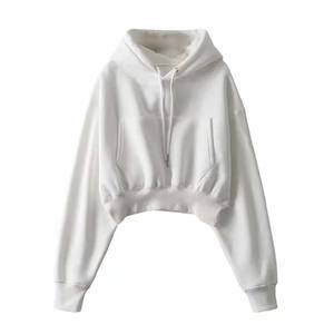 Sudadera Corta Extra Grande de Invierno para Mujer, con Logotipo Personalizado, Manga Larga, Cuello Alto, 100% Algodón - Product Image 1