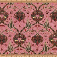 Tissu d'ameublement épais tissé style bohème à motif floral tulipe, en chenille rose, tapisserie ethnique turque marocaine, pour décoration de canapé, ottoman et coussin