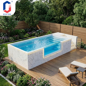 Piscine hors sol familiale de 40 pieds avec couverture en verre pour jardin, piscine extérieure durable en fibre de verre - Product Image 1