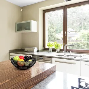 Cesta de fruta de hierro con acabado a mano con diseño de alambre para decoración rústica de cocina o comedor disponible al mejor precio - Product Image 6