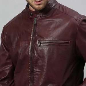 Veste de motard en cuir véritable pour hommes en toile imperméable écologique hiver usine personnalisée style High Street - Product Image 6