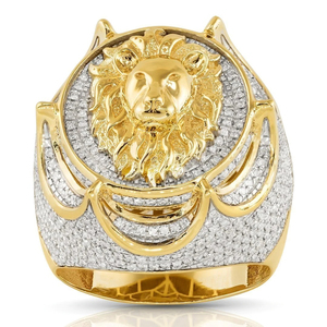 Bague Hip Hop en or massif 10K personnalisée VVS Moissanite avec diamant Tête de Roi Lion Lion 3D de luxe pour les bijoux de fiançailles pour hommes - Product Image 1