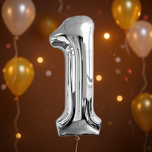 Palloncini Numero Party Love Argento N1 80cm Confezione da 12 Pezzi - Product Image 3