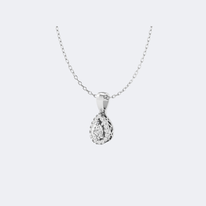 Collier pendentif halo en forme de poire serti pavé de diamants de laboratoire de 0,65 CTW, couleur D E F, VVS VS, or blanc, or rose, bijoux pour femmes - Product Image 3