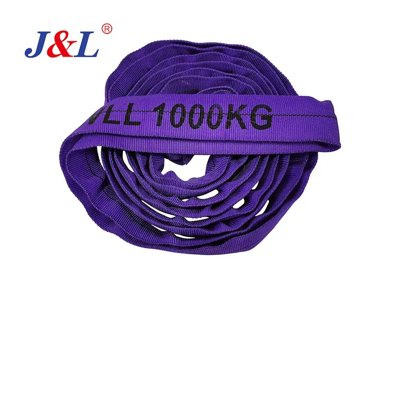 JULI selempang bulat polyester, 1 ton diameter 1m sekitar 40mm warna ungu 100% bahan PE