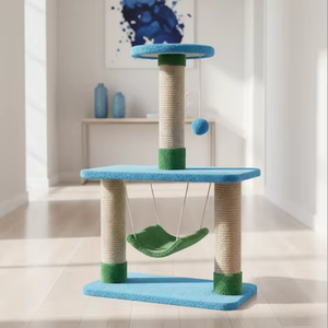 Arbre à chat Amistar Blue Sky de haute qualité avec hamac et griffoir pour chats de toutes tailles. - Product Image 5