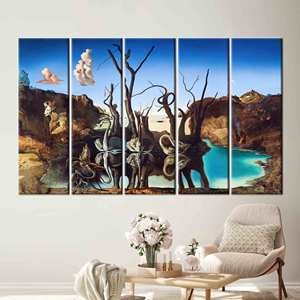 Lienzo Impreso: Cisnes Reflejando Elefantes de Salvador Dalí, 5P: Enrollado en Lienzo - Product Image 1