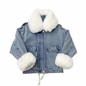 Women Trendy Denim Jacket Breathable Embroidered Custom Logo Cotton Filled Fur Design Streetwear - Product Image 1
