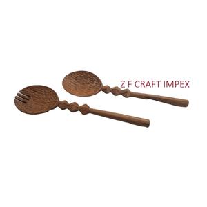 Ensemble de cuillères à salade en bois de mangue avec poignée unique Cuillères de service pour salades Outils de service pratiques - Product Image 6