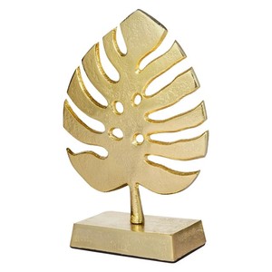 Escultura de hoja de Monstera de Metal dorado de aluminio, decoración moderna para el hogar, estatua de Arte de mesa, adorno, elegante tono de latón, espectáculo de hoja de palma - Product Image 2