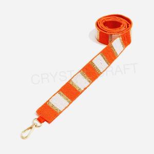 Customizable White Gold Seed Bead Bag Straps Fashion <b>Accessories</b> with Custom Shape and Design Beaded <b>Purse</b> Strap - Product Image 1