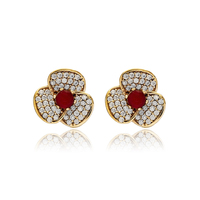 Diseño de forma de flor granate CZ piedra auténtico estilo otomano pendientes de plata al por mayor joyería turca hecha a mano