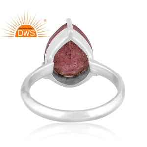 Anillo apilable de piedras preciosas de cuarzo fresa natural de plata esterlina oxidada de última tendencia, fabricante de joyería personalizada - Product Image 4