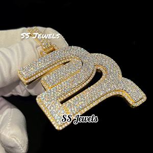 Pendentif personnalisé PR Moissanite Collier en argent 925 plaqué or style hip hop pour hommes et femmes - Product Image 5