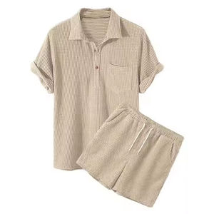 Ensemble décontracté d'été pour hommes, t-shirt et short en coton éponge 290gsm, design surdimensionné unisexe avec fonctionnalité respirante - Product Image 1