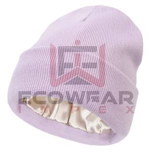 Wholesale Thick Ribbed Embroidered <b>Beanie</b> Custom Knitting Caps Logo Hats Cuffed Acrylic <b>Beanie</b> Luxury Butter Satin Liner <b>Beanie</b> - Product Image 3