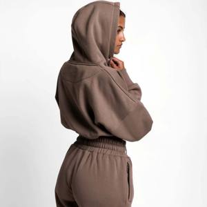 Sweat à capuche zippé classique pour femmes coton coréen goutte épaule Anti-boulochage respirant hoddies pour femme - Product Image 5